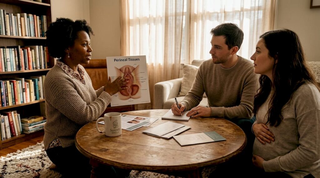 Childbirth educator discussing birth sensations