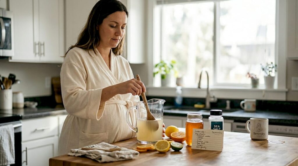 Woman preparing laborade in home kitchen
