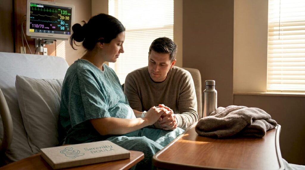Mother with partner during labor support