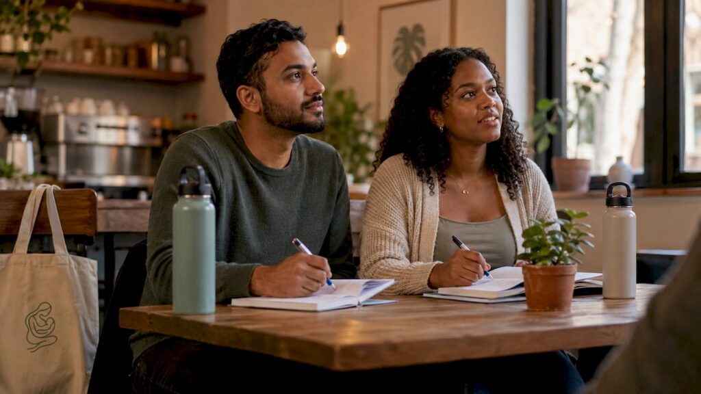 Expectant couple attending prenatal education class