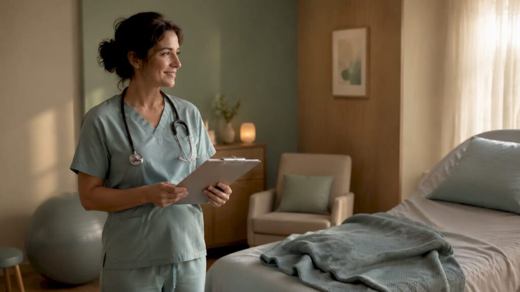 Obstetrician in hospital labor room
