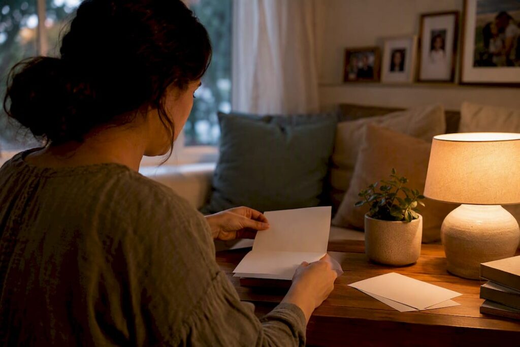 Hands folding paper with tea on table