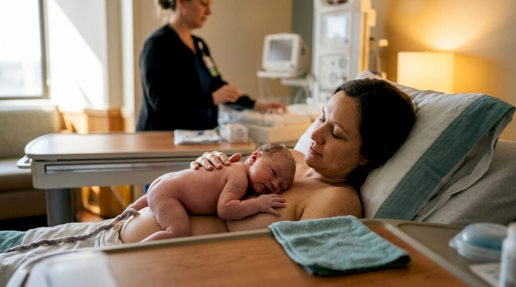 Newborn during delayed cord clamping