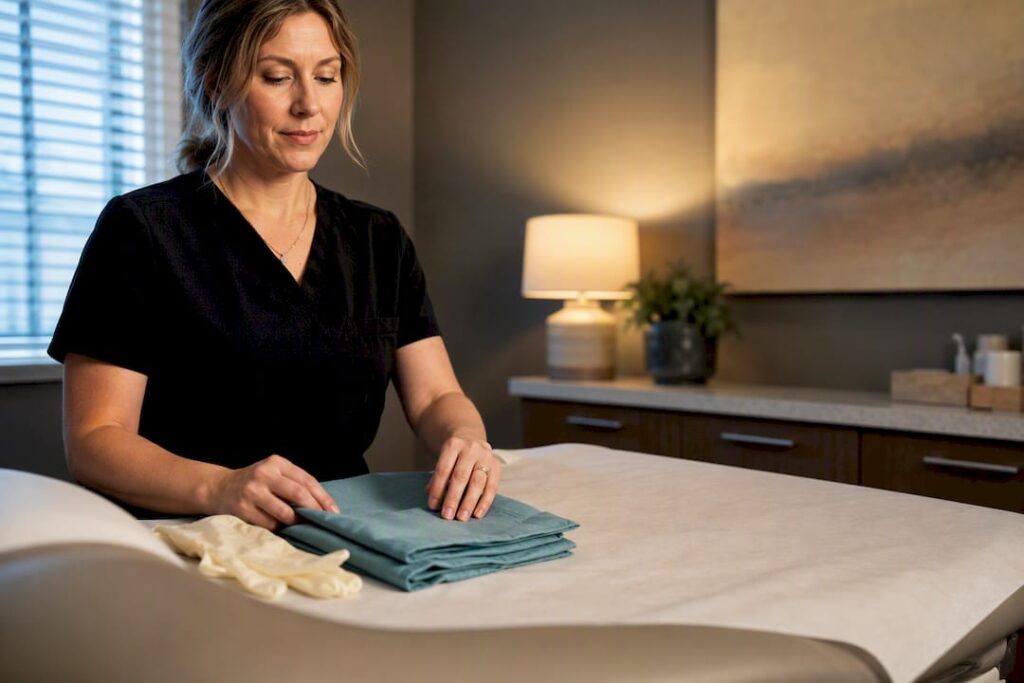 Dignified cervical exam setting in late pregnancy